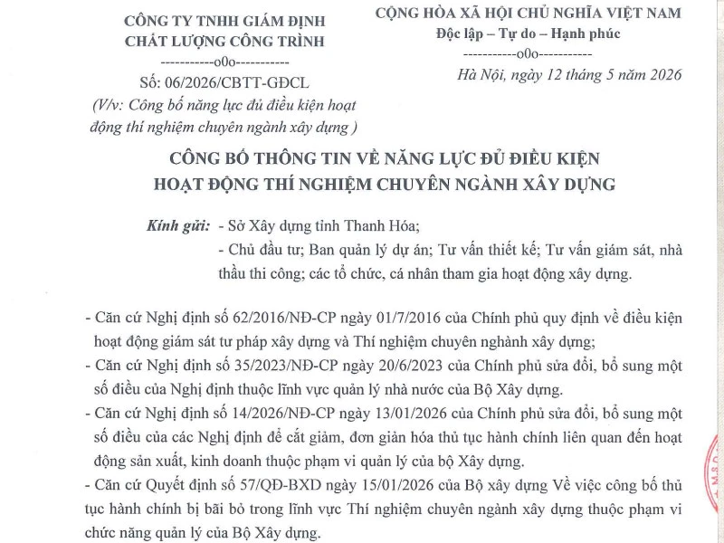 Công bố năng lực trạm TN hiện trường Thanh Hóa